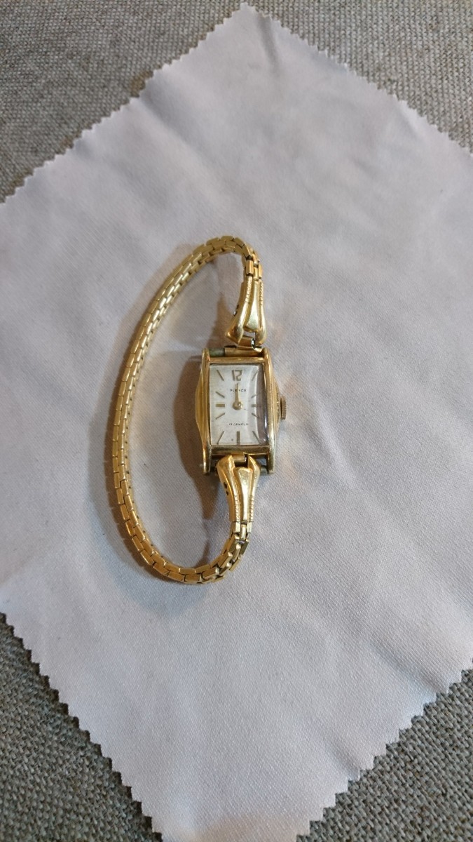 ☆PIERCE 17 JEWELS ROLLED GOLD 14K 50M 手巻き レディース