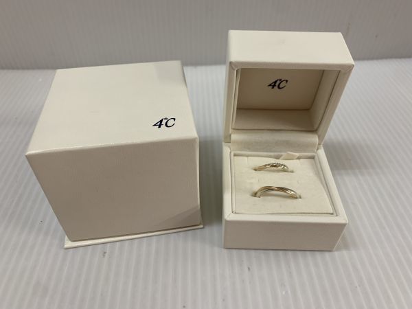 4℃ ヨンドシー リング 8号 K10PG ダイヤモンド 指輪 2本セット 抑えよ