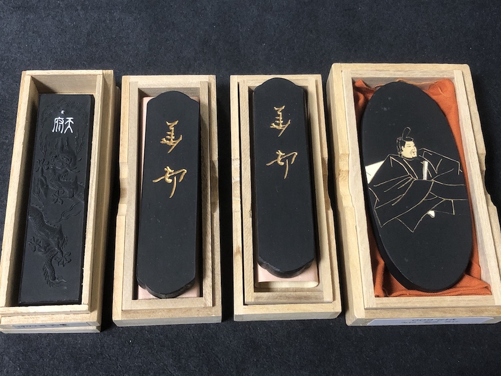 墨 呉竹精昇堂 【天府龍/華邨/三十六歌仙墨】 4個 未使用保管品(書 