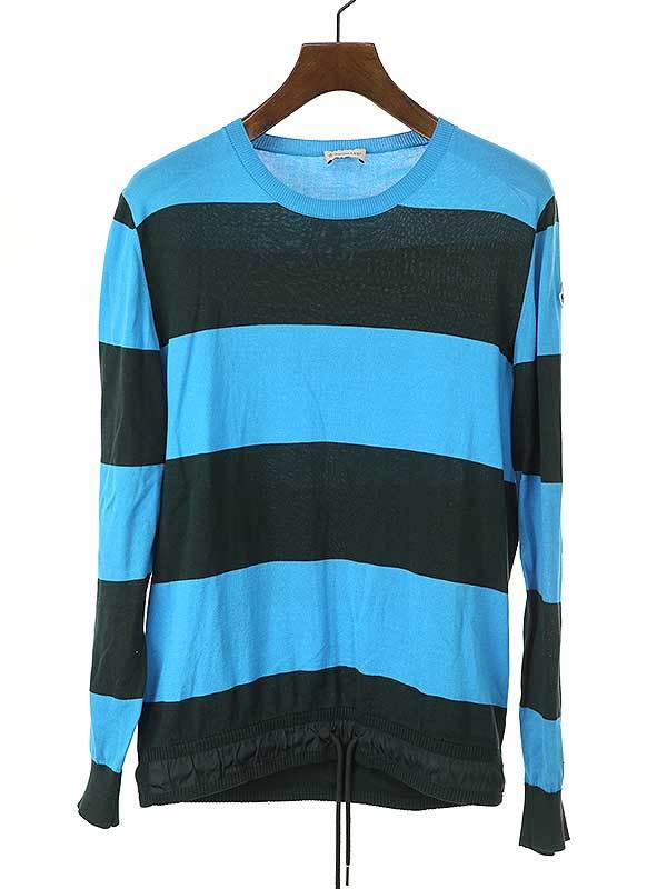 MONCLER モンクレール MAGLIA TRICOT GIROCOLLO ボーダーニットセーター ブルー サイズ:M メンズ【TLS】