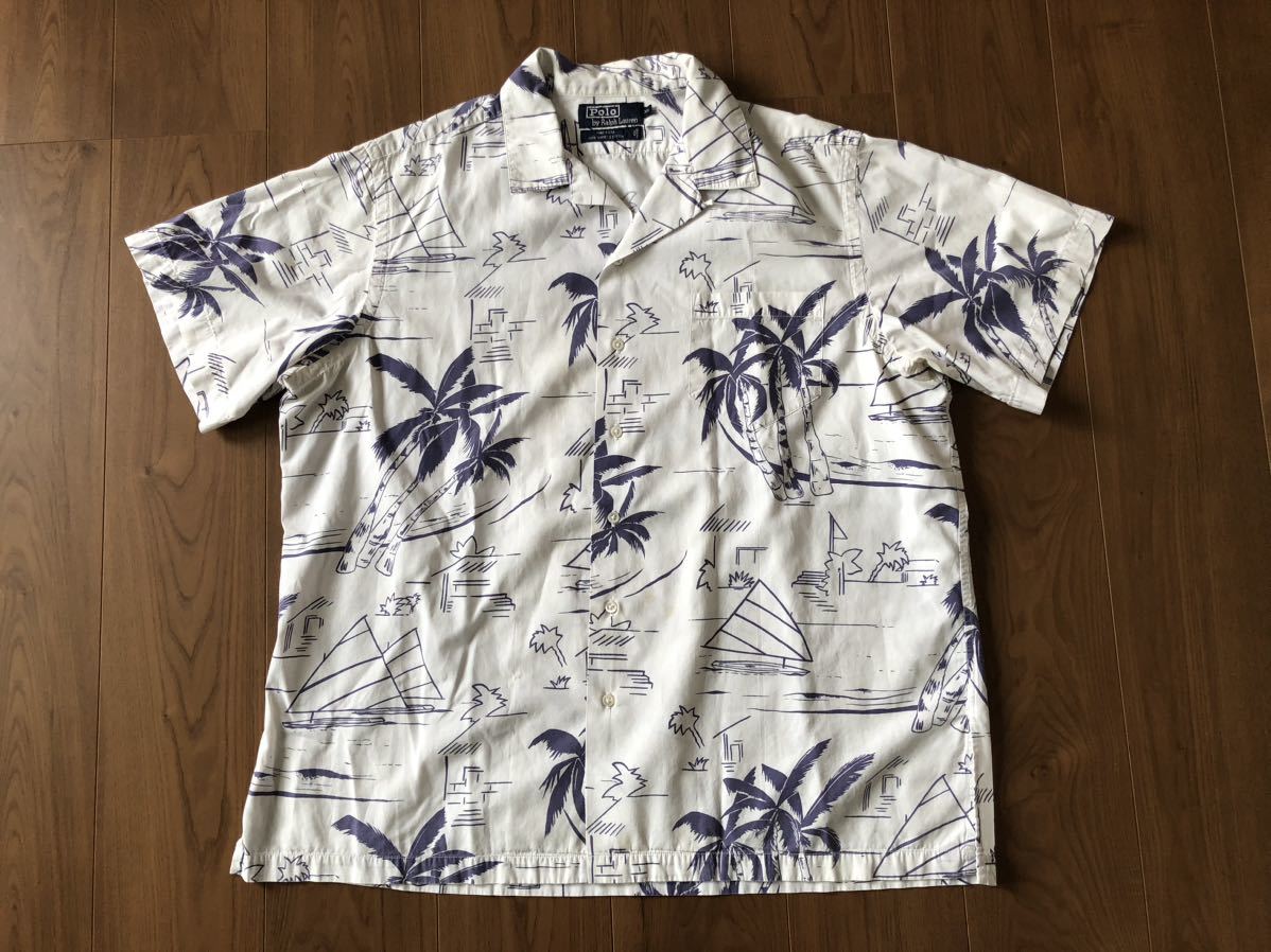 90s POLO ラルフローレン USA製 コットン 開襟 ハワイアンシャツ XL