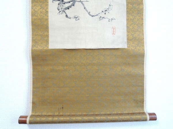 真作/江戸期/貫名菘翁/貫名海屋/「桜図画賛」/日本画/墨画淡彩/掛軸