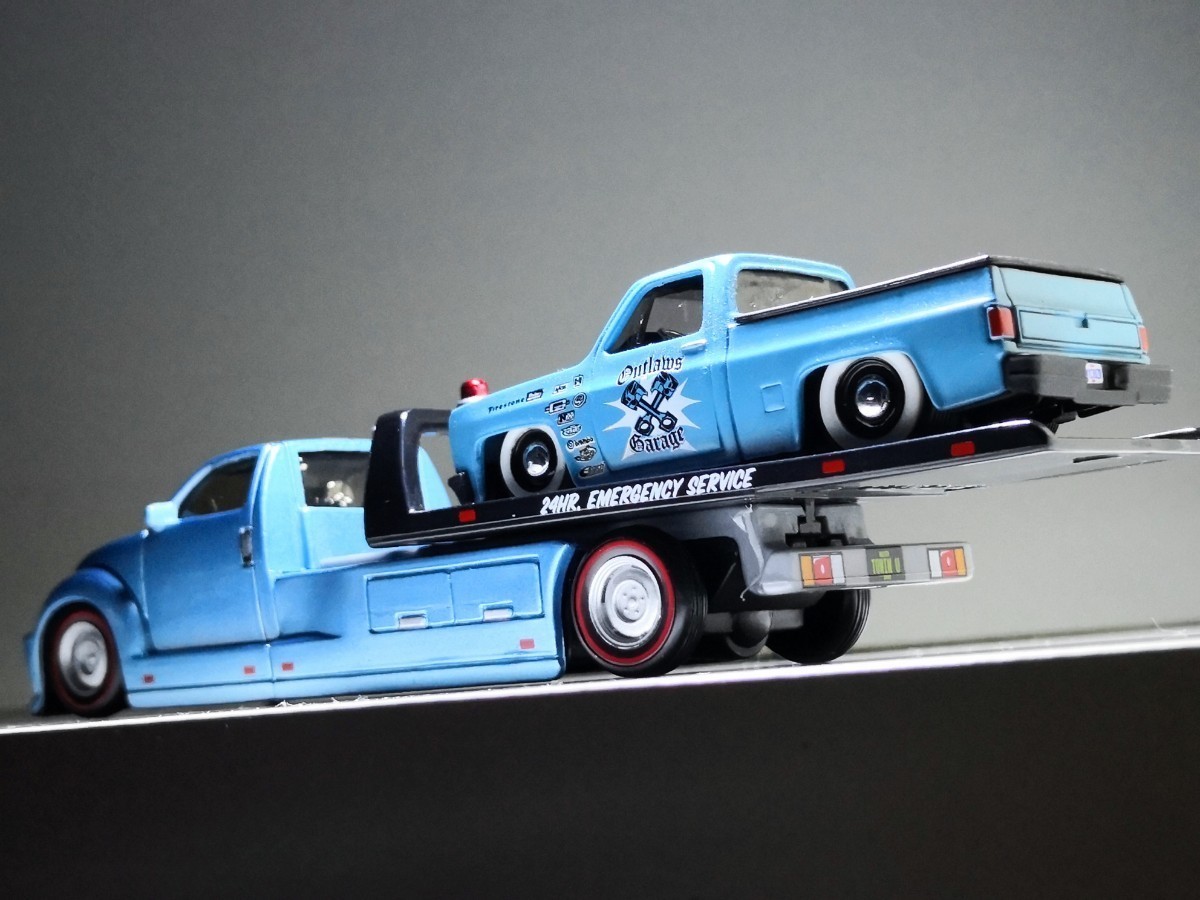 マイスト / ★当時物★フラットベッド& '87シボレー 1500 / 1/64サイズ / jada 1/64 / グリーンライト