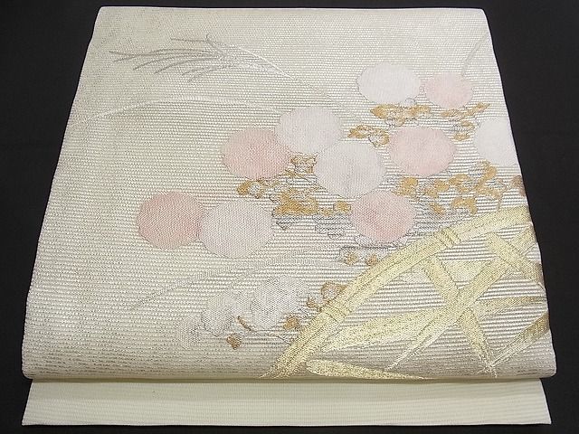 着物屋こころ■夏物　九寸開き名古屋帯　花籬文　金銀糸　正絹　逸品　未使用　B-np6244