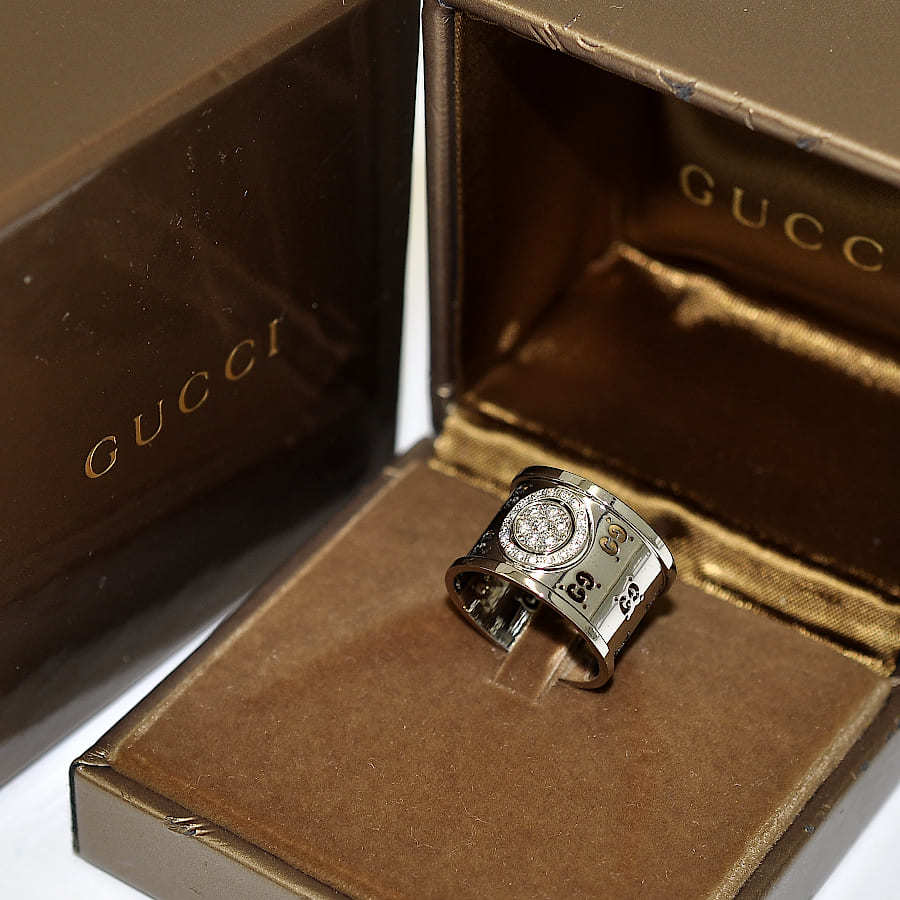 1円 ◎新品同様 GUCCI グッチ ワイドリング アイコン トワール #16 15 