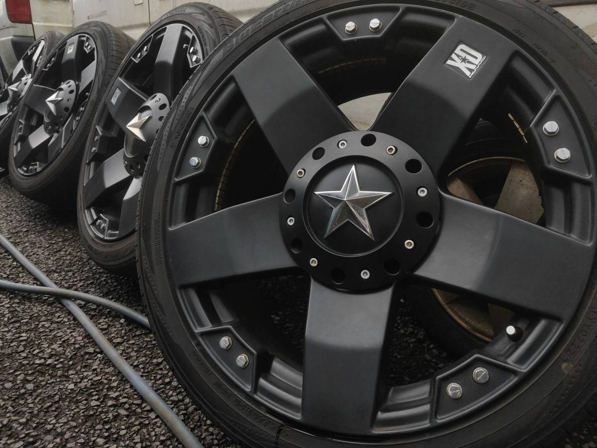 デリカD5外し KMC XD775 20x8.5J+35 5穴PCD114.3 マットブラックDOT-T、245/40R20サマータイヤ付4本セット【中古】