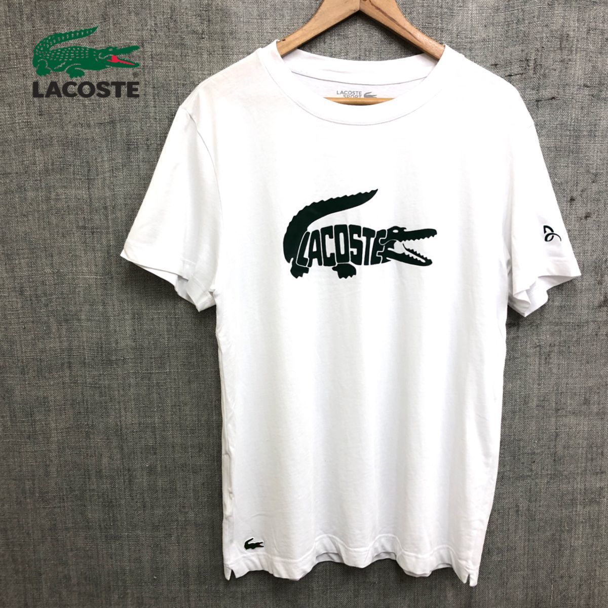 R1491-W◆LACOSTE SPORT ラコステスポーツ 半袖カットソー Tシャツ ウルトラドライ スポーツウェア◆sizeM ホワイト コットン ポリエステル