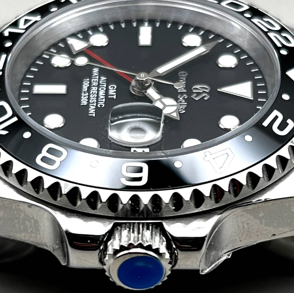 SEIKO MOD NH34 GMT ブラック カスタム 40mm マリーナ ダイバーズ 手 