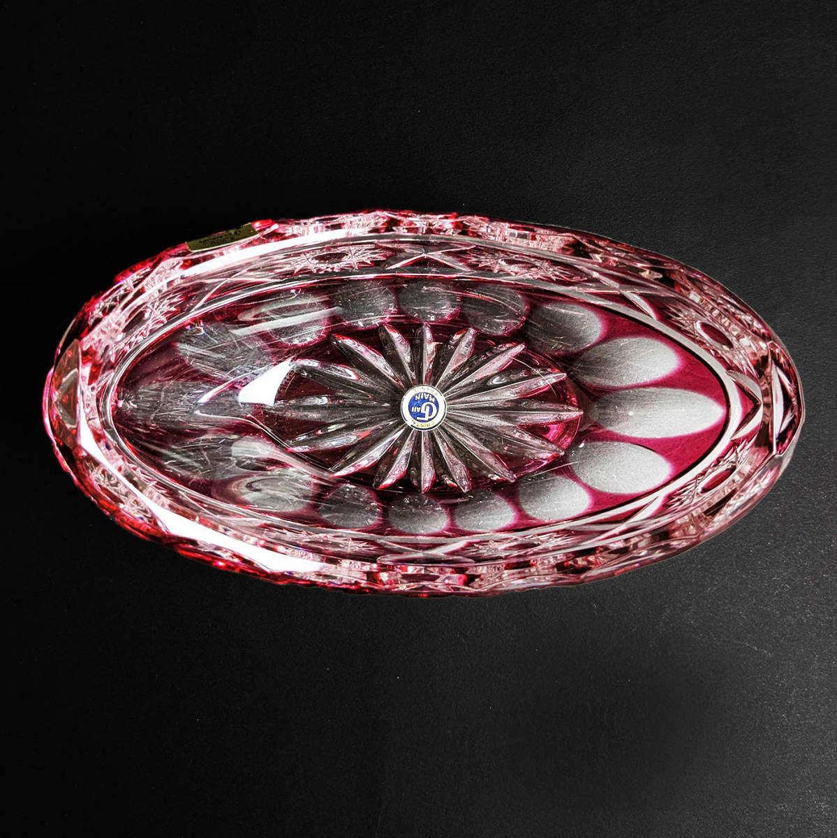 □バカラ 18cm 鉢 器 赤硝子 切子 ディアマン DIAMANT BACCARAT 希少