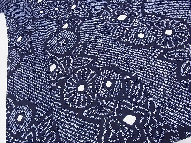 着物屋こころ□夏物 浴衣 有松鳴海絞り 伝統工芸品 花 着丈160cm 裄