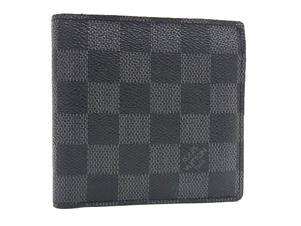 1円 ■美品■ LOUIS VUITTON ルイヴィトン N62664 ダミエグラフィット ポルトフォイユ マルコ 二つ折り 財布 ブラック系 AP0193