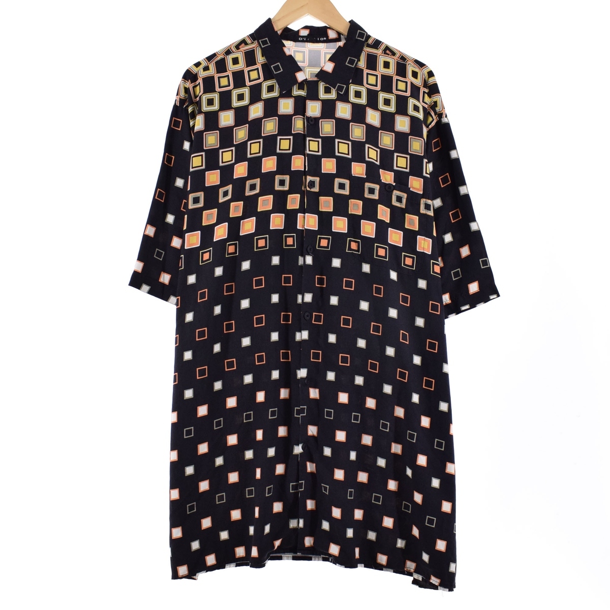 古着 ビッグサイズ D'IAGIO 総柄 半袖 ボックスシャツ メンズXXL /eaa348494