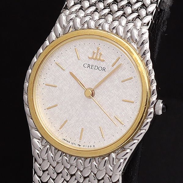 セイコー クレドール 1271-0060 YG×SS QZ 1円 CREDOR 稼働 クォーツ 