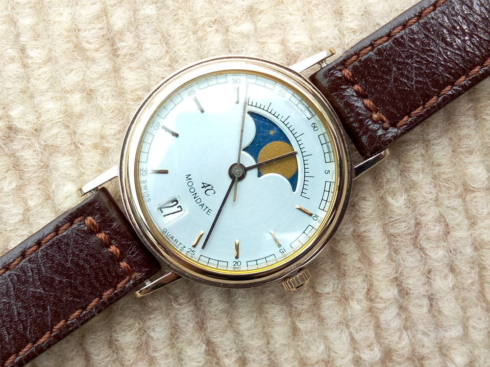 稼働品【4℃/ヨンドシー】ムーンデイト ムーンフェイズ 22KGP  