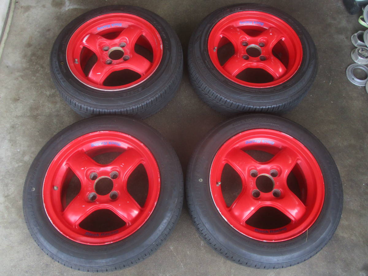 ブラックレーシング 14インチ PCD100 6JJ ＋38 4本セット 