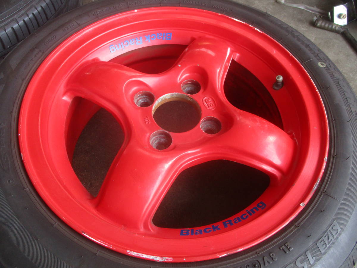 ブラックレーシング 14インチ PCD100 6JJ ＋38 4本セット 