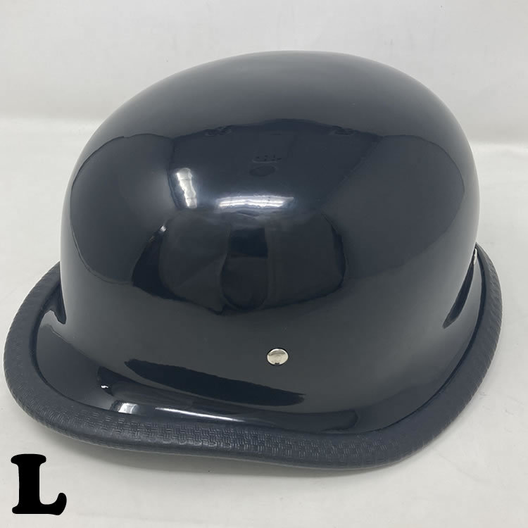 【訳あり特価！30％OFF！】装飾用ハーフヘルメット　タイプ：ジャーマン　HA-04－ブラック－サイズL