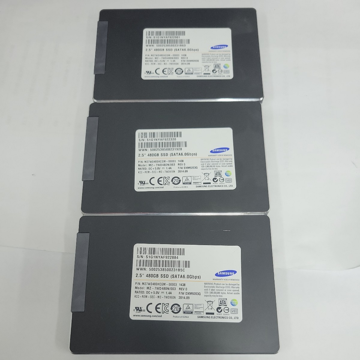 さー出品 動作確認済】480GB 3枚セット 2.5inch SATA SSD【完全売切/次回出品