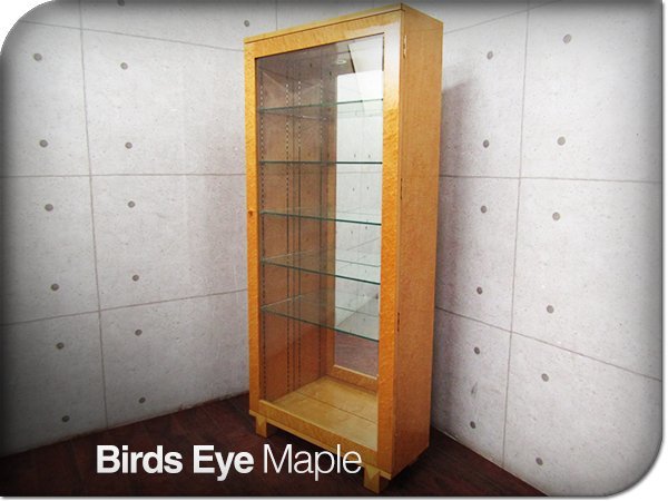 ■美品■最高級■IDC大塚家具■SPLENDOR/スプレンダー■バーズアイメープル■エレガント■照明付き■キャビネット/飾り棚■48万■ft8120m