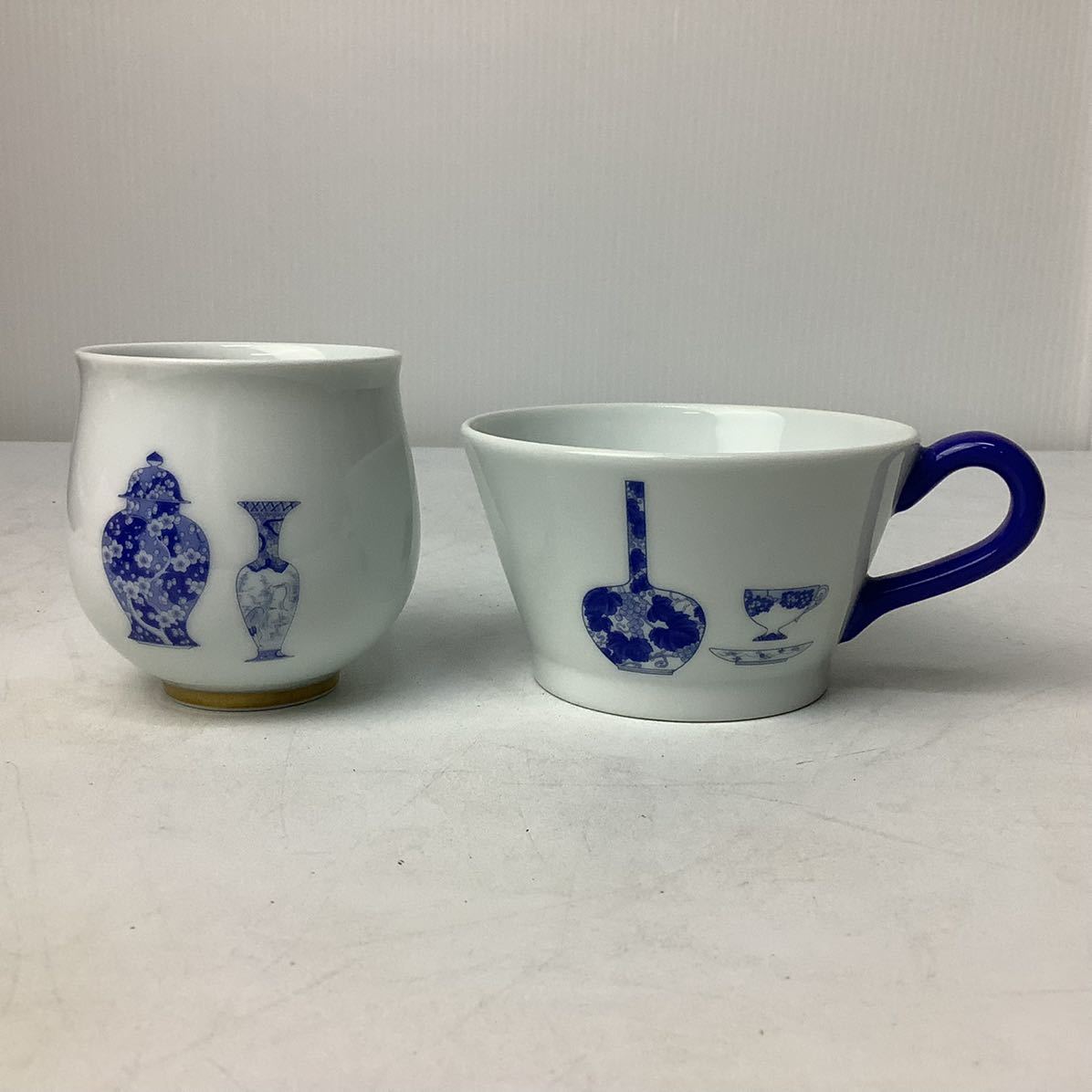深川製磁 巴里 ブルーチャイナ コーヒーカップ 湯呑 コップ 2点セット 