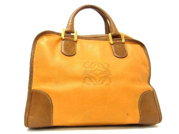 1円 LOEWE ロエベ アナグラム レザー ハンドバッグ トートバッグ レディース ブラウン系 AM5210