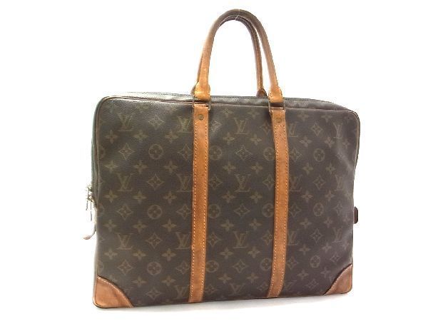 1円 LOUIS VUITTON ルイヴィトン M53361 モノグラム ポルトドキュマン ヴォワヤージュ ビジネスバッグ ハンドバッグ ブラウン系 AN3973