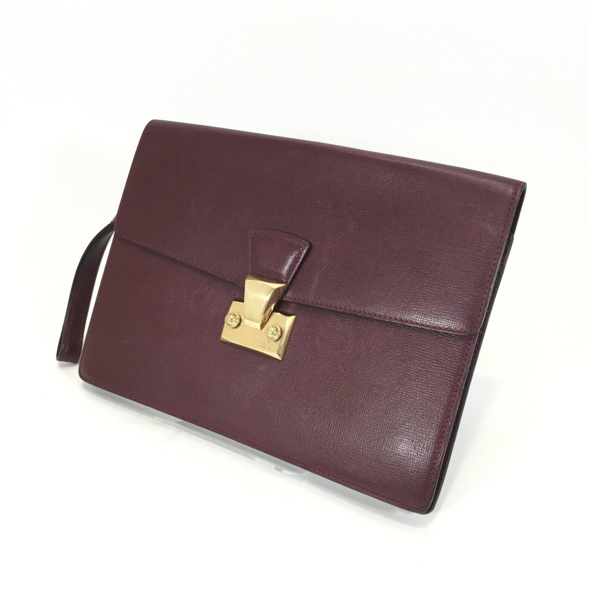 2861-80【 CARTIER 】 カルティエ パシャ マスト クラッチバッグ ハンドバッグ ワイン レッド セカンドバッグ レザー メンズ