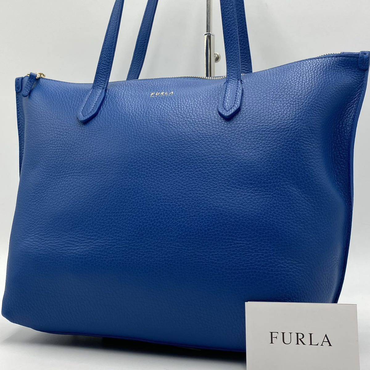 1円 〜【未使用級】入手困難品 フルラ FURLA トートバッグ ビジネスバッグ ブリーフケース A4 2way ブルー レザー メンズ レディース