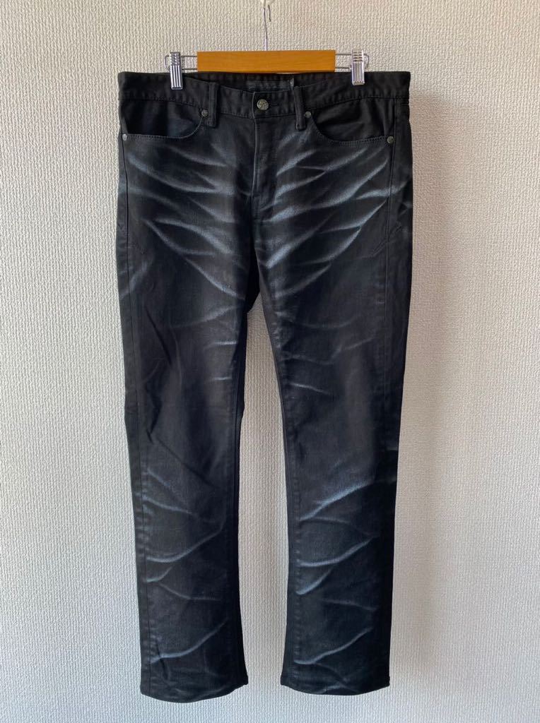 FUGA ストレッチ ブラック デニム パンツ 46 フーガ 加工 スリム 