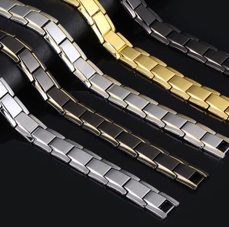 新品 ゲルマニウム 磁気 高品質ブレスレット パワーストーン 健康 コンビ 金シルバー_4