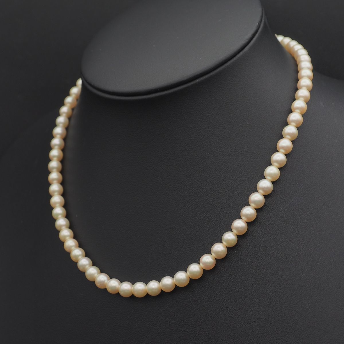 B943 あこや真珠 6.4mm珠 パール SILVER刻印 ネックレス デザイン