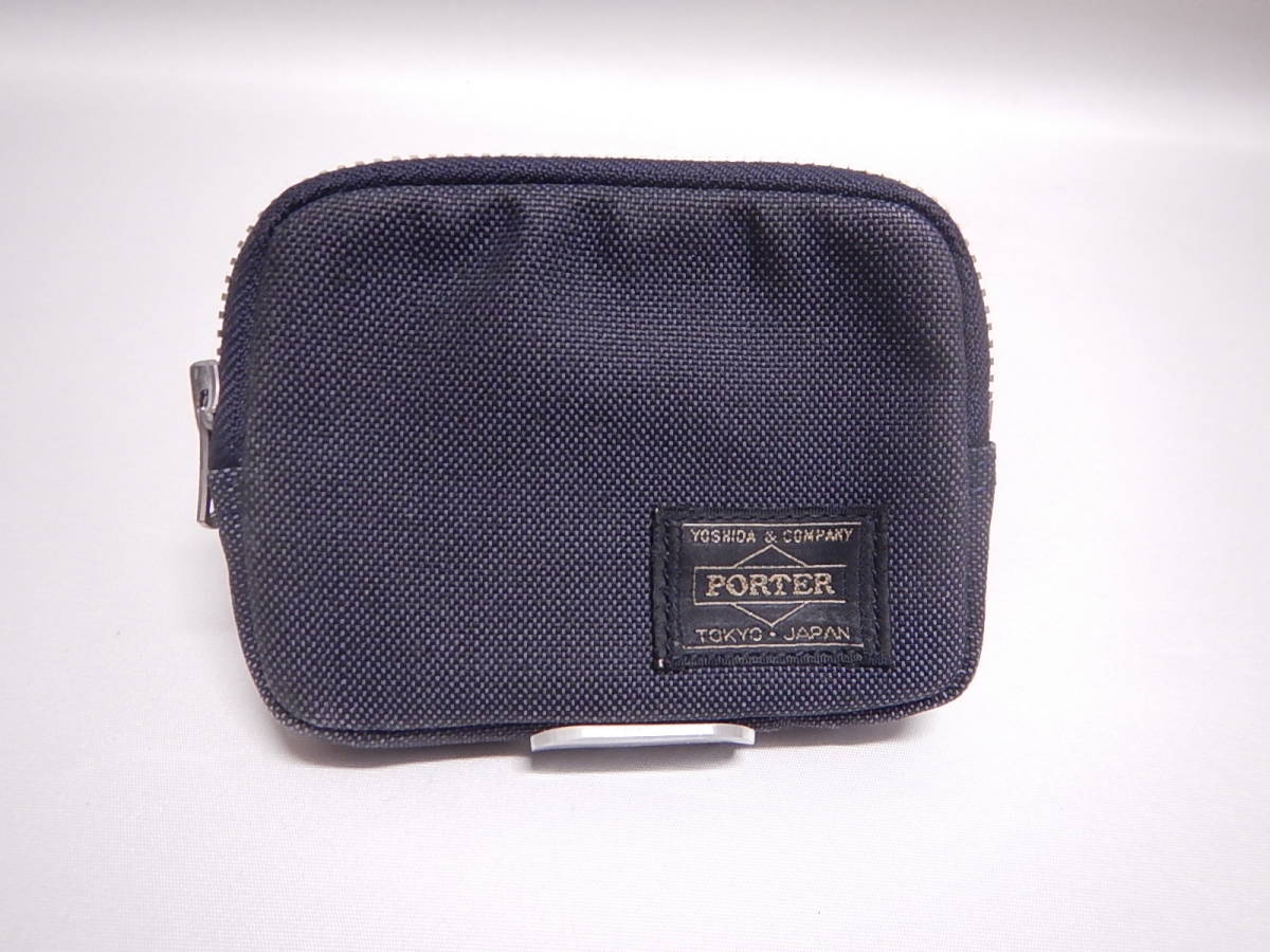 美品■ポーター PORTER/吉田 コインケース カードケース キャンバス 黒 ラウンドファスナー 財布■
