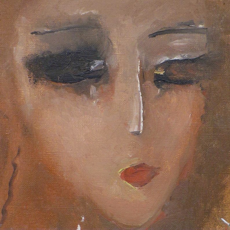 模写」織田廣喜 油彩「女」画寸 F3 福岡県出身 日本芸術院会員