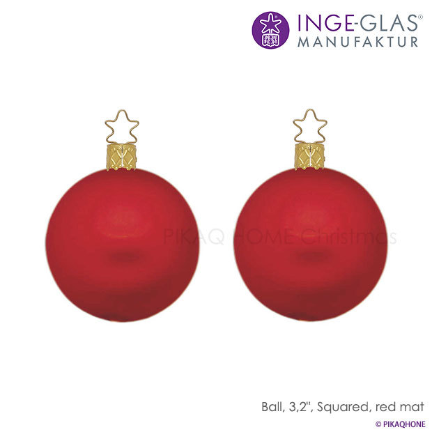 クリスマスツリー 飾り オーナメント ボール セット 北欧 INGE-GLAS MANUFAKTUR レッド マット 10cm 2個入［11002T072］