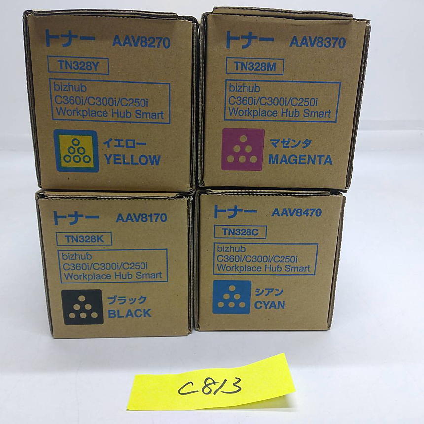 C-813【新品】コニカミノルタ　トナー　TN328　K/C/Y/M　ブラック/シアン/イエロー/マゼンタ　4色4本セット　純正
