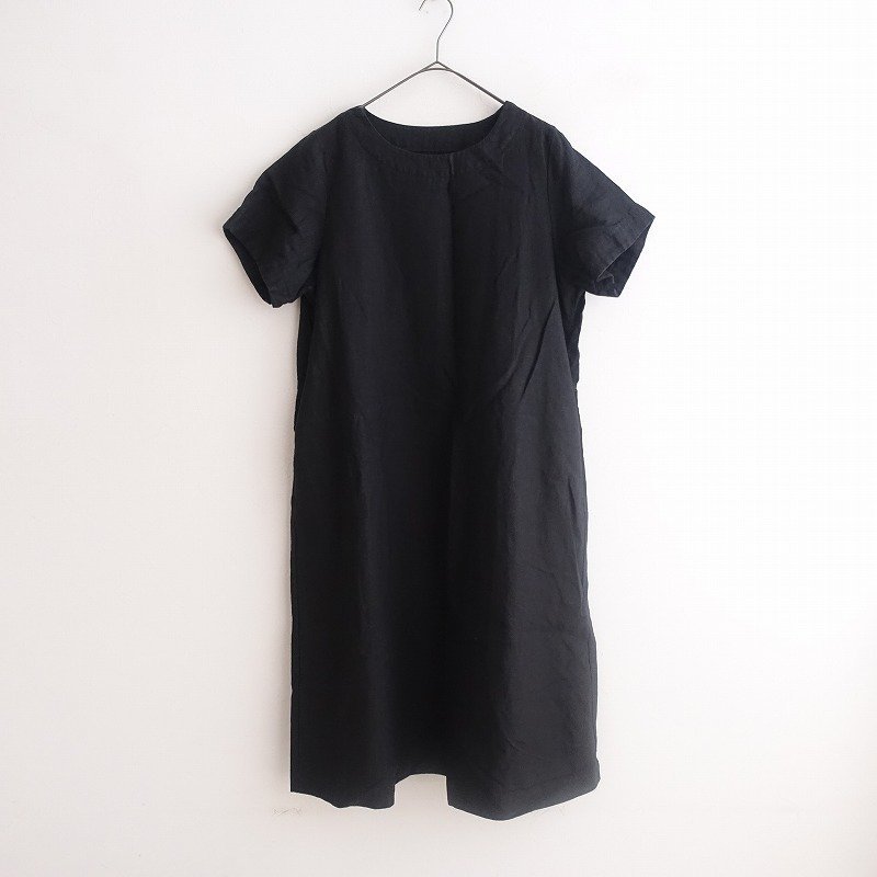 ネストローブ nest Robe *リネンショートスリーブワンピース*麻ドレス