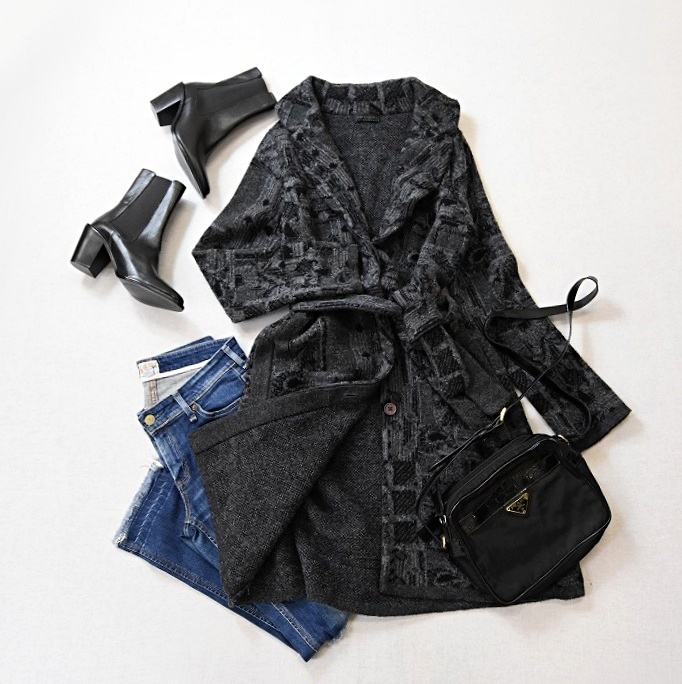 1719 ANTEPRIMA アンテプリマ レディース 総柄 ロング ニット セーター ストレッチ カーディガンコート トップス グレー 大人可愛い 