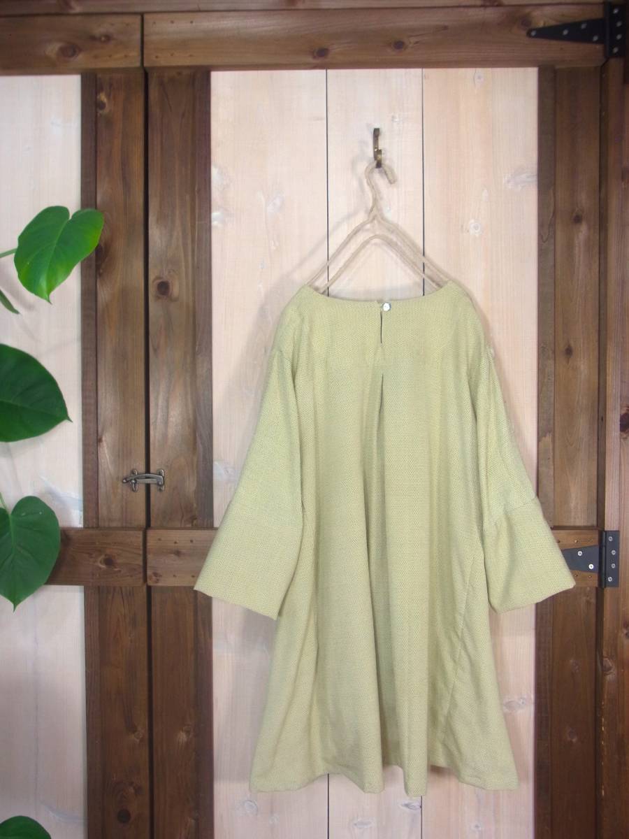 古布鎌倉山アロハ*着物リメイク：本塩沢・蚊絣：正絹夏着物：イレギュラーな裾のゆったりトップス＾＾チュニック・*ハンドメイド