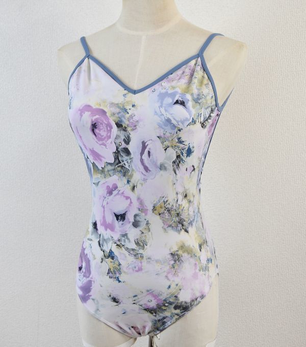 美品 ☆ eleve　キャミレオタード　ブルーパープル花柄　M　☆