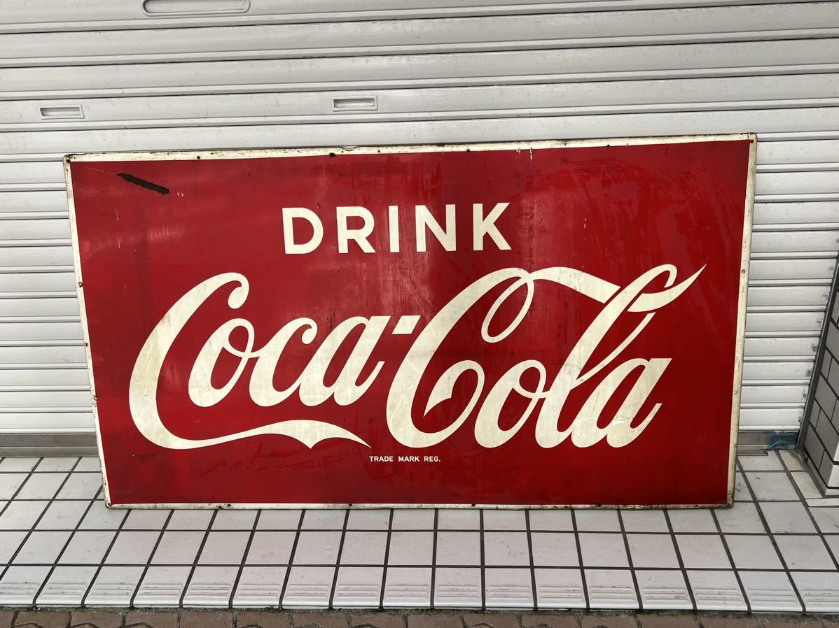 昭和レトロ コカ・コーラ 大型看板 Coca-Cola 年代物 大90㎝x90