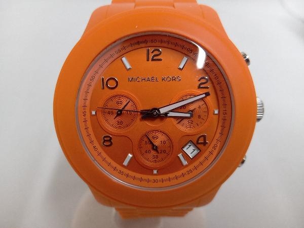 MICHAEL KORS MK-5296／マイケルコース／文字盤オレンジ／ラバーバンドオレンジ／クォーツ腕時計