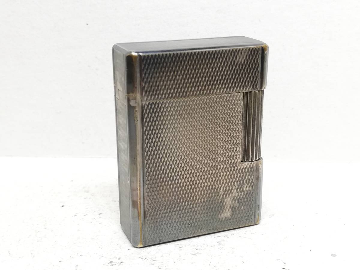 Q-904　S.T Dupont/デュポン　ガスライター　LINE-1S/ライン1　バーレイ/銀メッキ【中古・ジャンク品】
