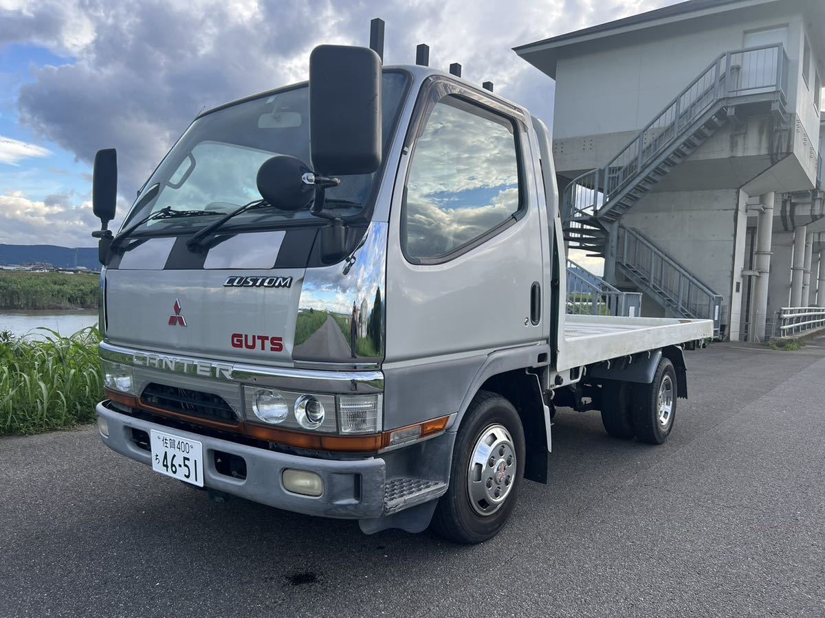 売切 三菱 キャンター 総重量3.5トン未満 カスタムグレード 車検付 荷台FRPボディ載せ 5速マニュアル オートエアコン 左右ミラー電動格納付