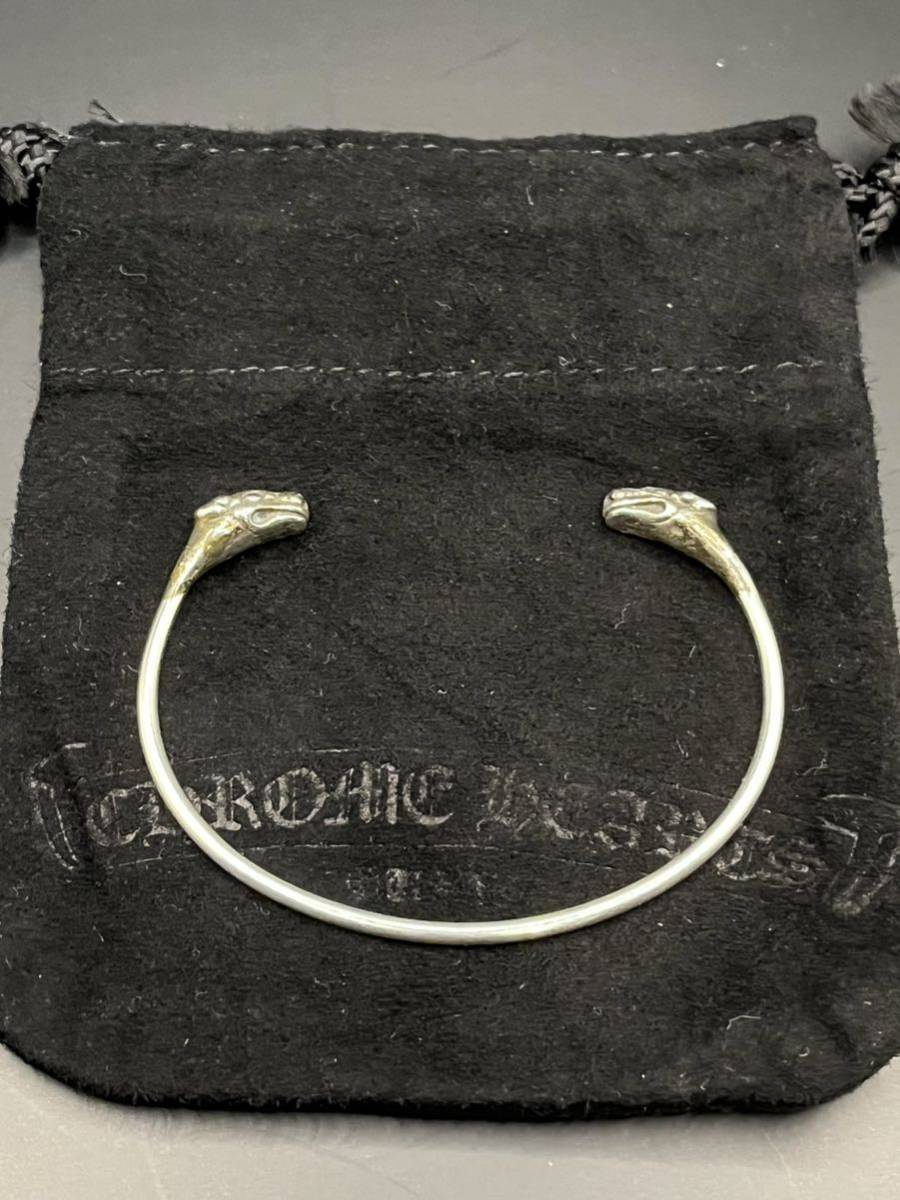 正規美品 CHROME HEARTS ケルティック ダブルドッグ スキニー バングル