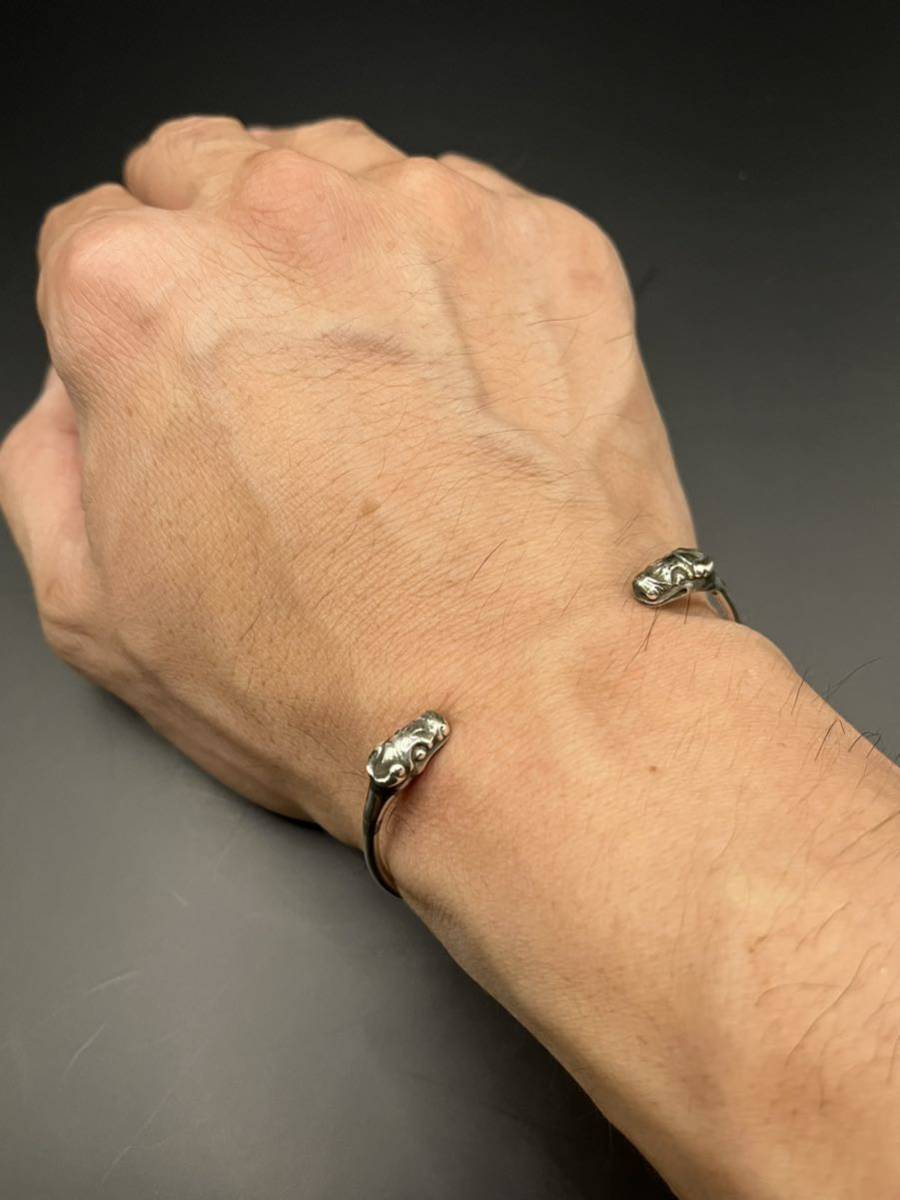 正規美品 CHROME HEARTS ケルティック ダブルドッグ スキニー バングル