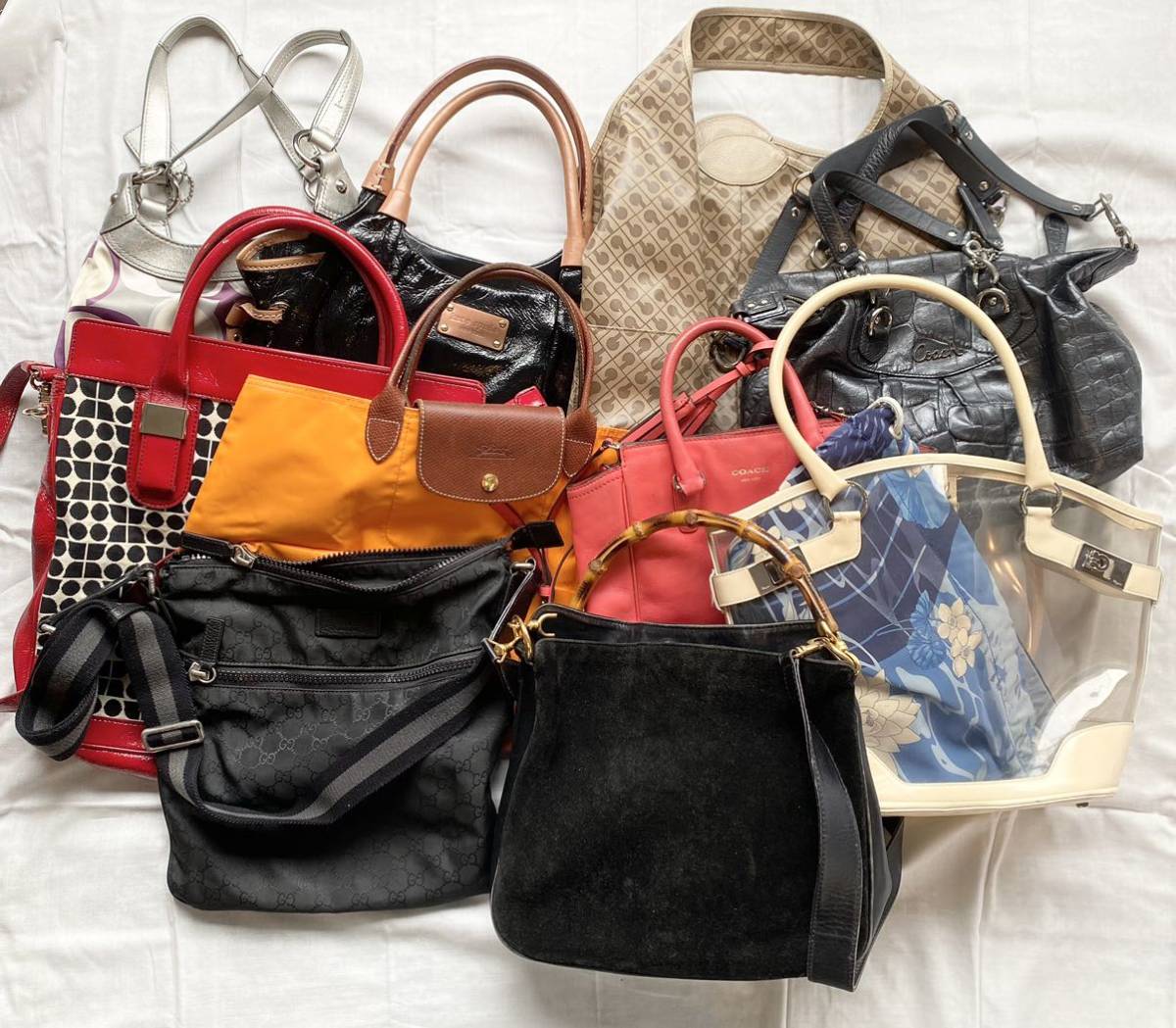 ブランドバッグ 10点セット　グッチ コーチ フェラガモ　ロンシャンなど　セット売り
