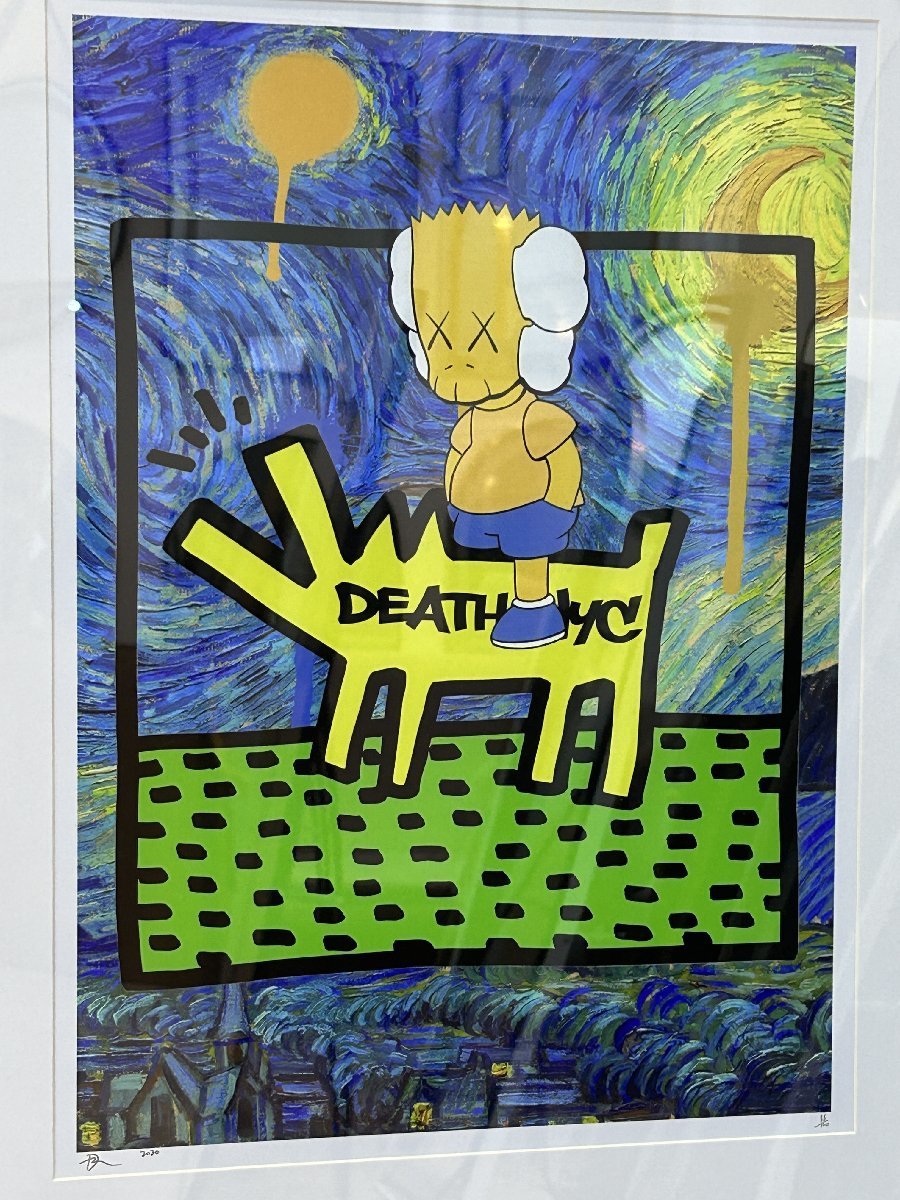 DEATH NYC 額付き 世界限定100枚 アートポスタ KAWS ザ シンプソンズ
