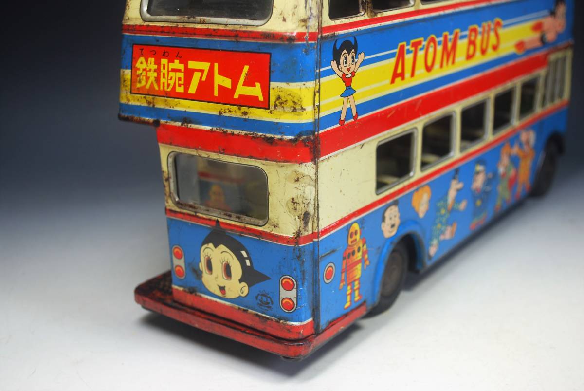 当時物★鉄腕アトム★ブリキ　 2階建バス★浅草玩具 ◇ブリキ玩具 当時物 鉄腕アトム・二階バス 全長約31cm フリクション