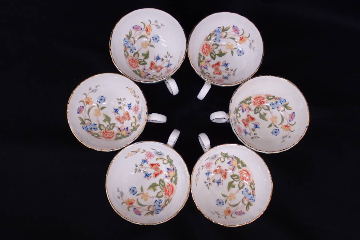 AYNSLEY エインズレイ カップ&ソーサー 6客 花柄 金彩 EST.1775 ティー 