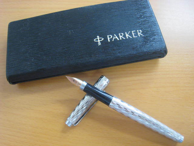 PARKER パーカー 万年筆 75 30μ 30ミクロン 銀張り シルバーカラーペン